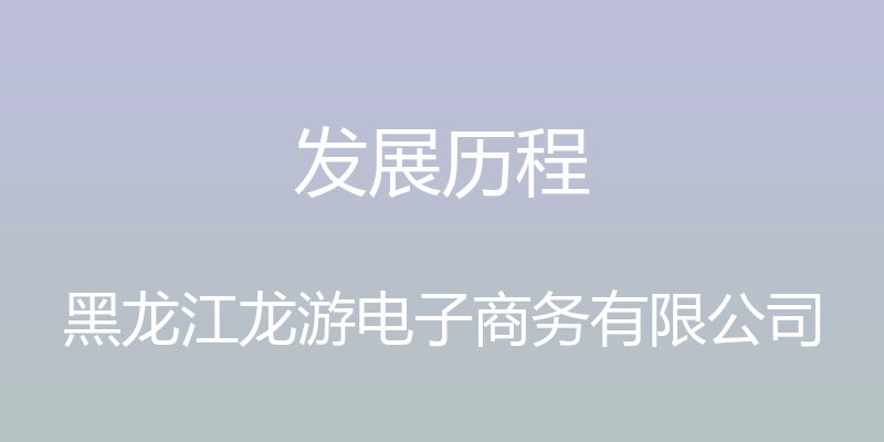 发展历程 - 黑龙江龙游电子商务有限公司