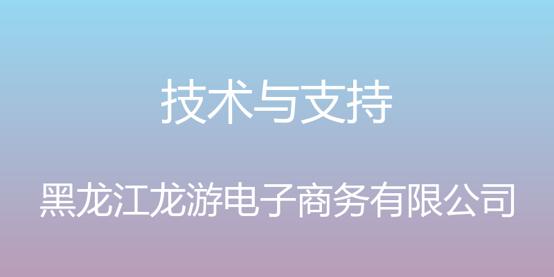 技术与支持 - 黑龙江龙游电子商务有限公司