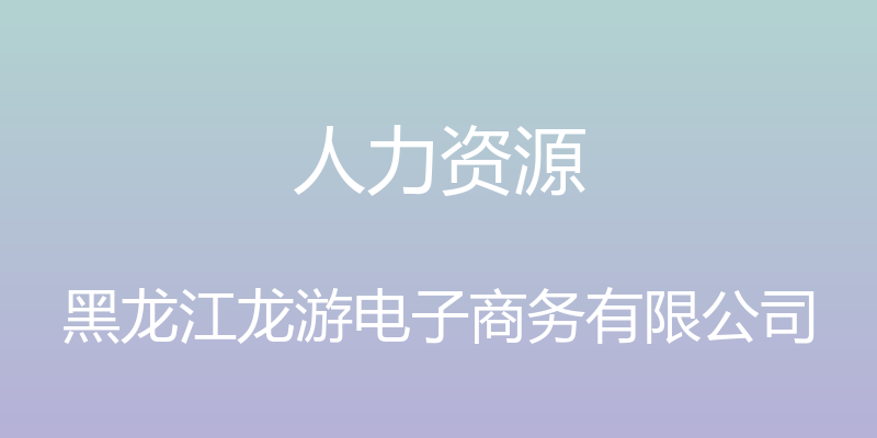 人力资源 - 黑龙江龙游电子商务有限公司