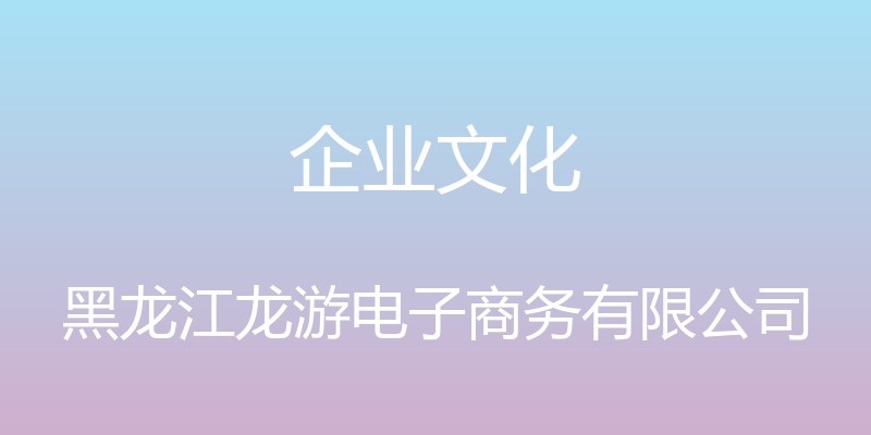 企业文化 - 黑龙江龙游电子商务有限公司