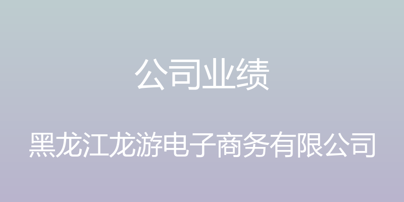 公司业绩 - 黑龙江龙游电子商务有限公司