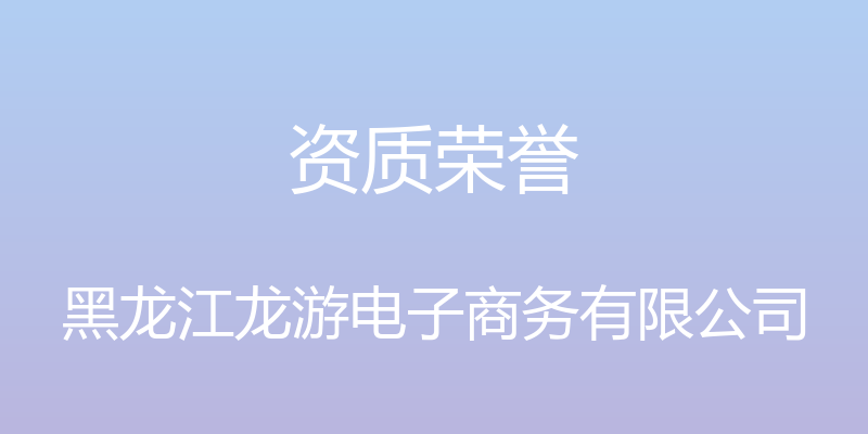 资质荣誉 - 黑龙江龙游电子商务有限公司