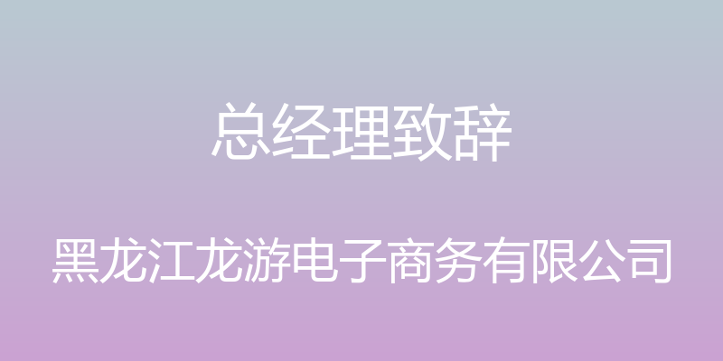 总经理致辞 - 黑龙江龙游电子商务有限公司